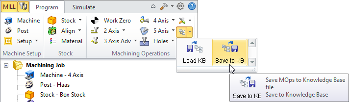 From the Program tab of the Machining Browser - Premium Configuration shown