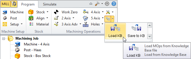 To Load a Knowledge Base from Machining Browser