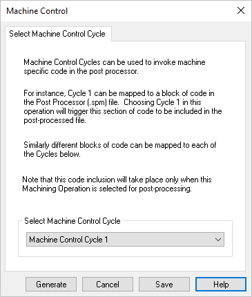 Dialog Box: Machining Control