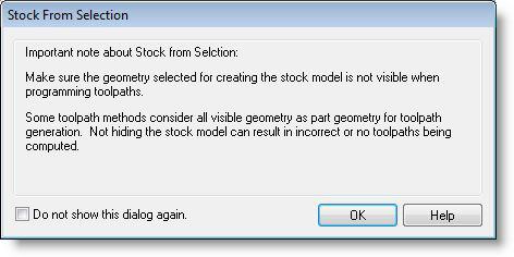 Dialog Box: Stock from Selection Information