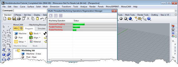 Multi-threading Manager window displayed