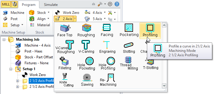 2½ Axis Profiling Menu Item