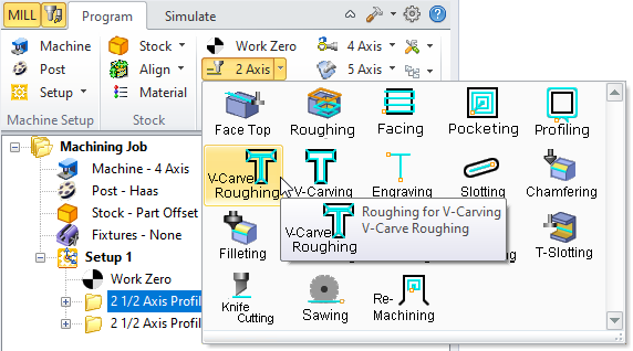 2½ Axis V-Carve Roughing Menu Item