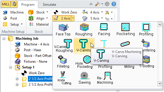 2½ Axis V-Carving Menu Item