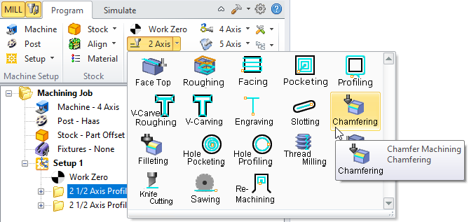 2½ Axis Chamfering Menu Item
