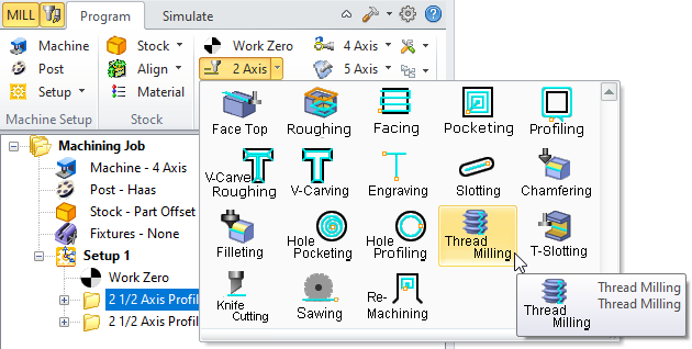 2½ Axis Thread Milling Menu Item