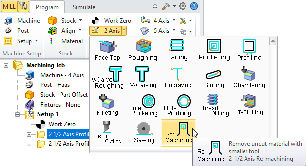 2½ Axis Re-Machining Menu Item