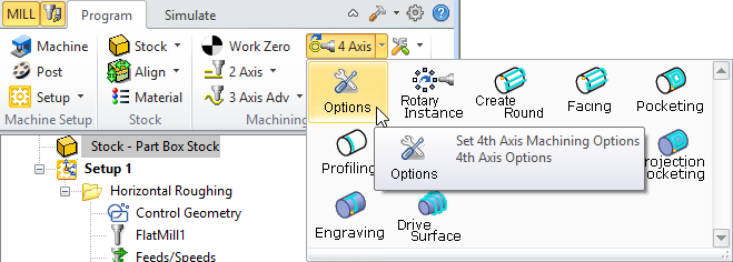 4 Axis Options Menu Item