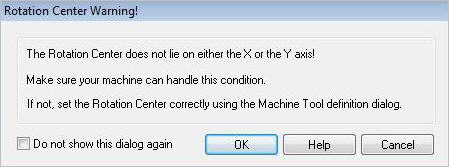 Dialog Box: Rotary Center Warning