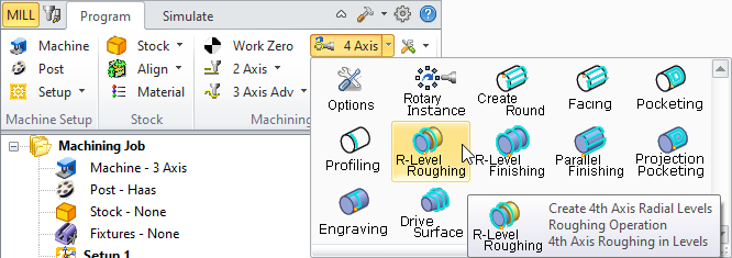 4 Axis R-Level Roughing Menu Item
