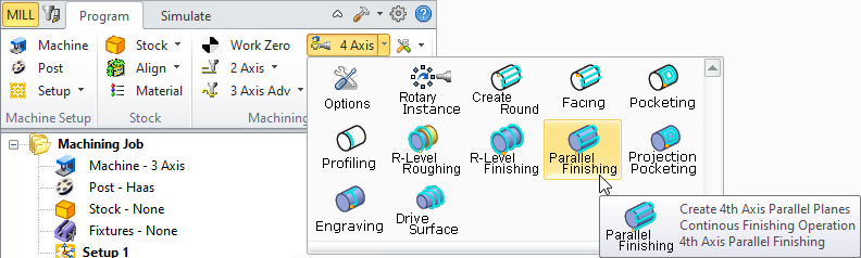 4 Axis Parallel Finishing Menu Item