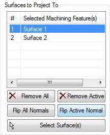 Surfaces to Project To, dialog