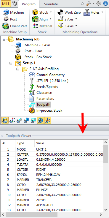 The Toolpath Viewer Displayed