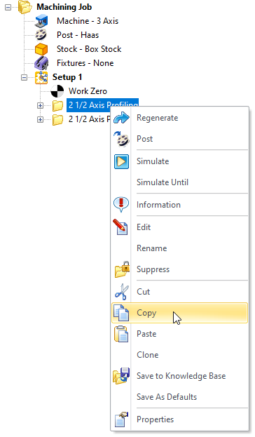 Machining Browser: Copy an Operation - Premium Configuration Shown
