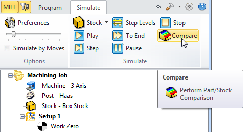 Location of the Perform Part/Stock Comparison Icon