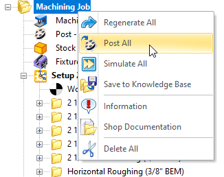 "Post All" from the Machining Job Folder