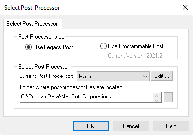 Dialog Box: Set Post-Processor Options