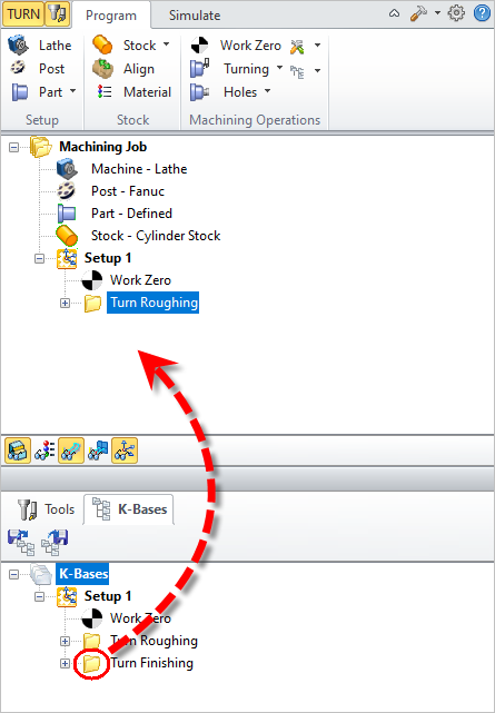 K-Bases tab of the Machining Objects Browser
