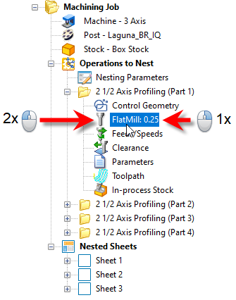 Right or Double Click one of an Operation's Icons to Edit its Properties