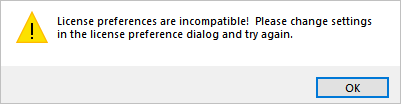 license-message-license-preferences are incompatible