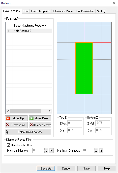 Dialog Box: Hole Features tab (when Derived from a Hole Feature)
