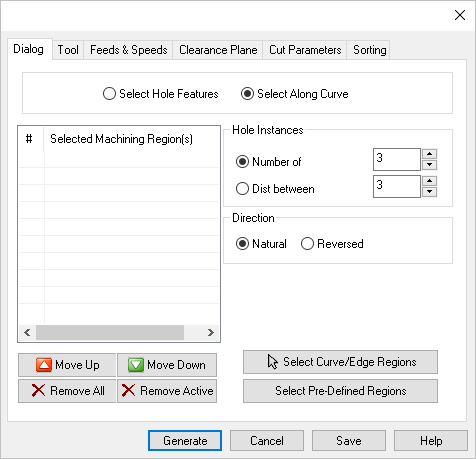 Dialog Box: Hole Features tab (when Derived from Hole Geometry)