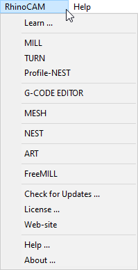 RhinoCAM Menu Item