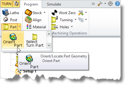 Machining Browser: Part, Orient Part&nbsp;