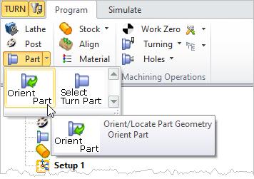 Machining Browser: Part, Orient Part&nbsp;