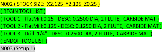 Output tool list as comments