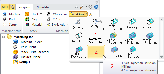 4 Axis Projection Extrusion Menu Item