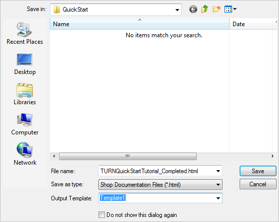 Dialog Box: Save Shop Documentation File