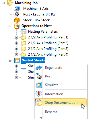 Select Shop Documentation from the Right-click Menu (Profile-NEST Module Shown)