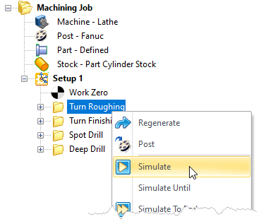 Select an operation, right-click and pick Simulate