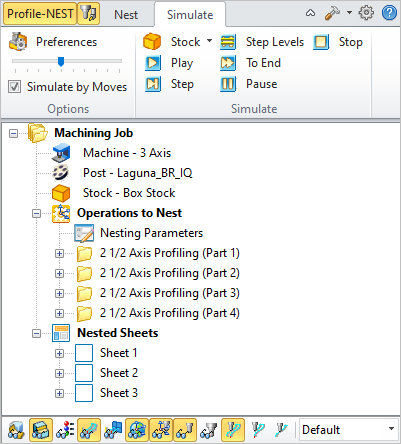 Profile Nesting Browser, Simulate Tab