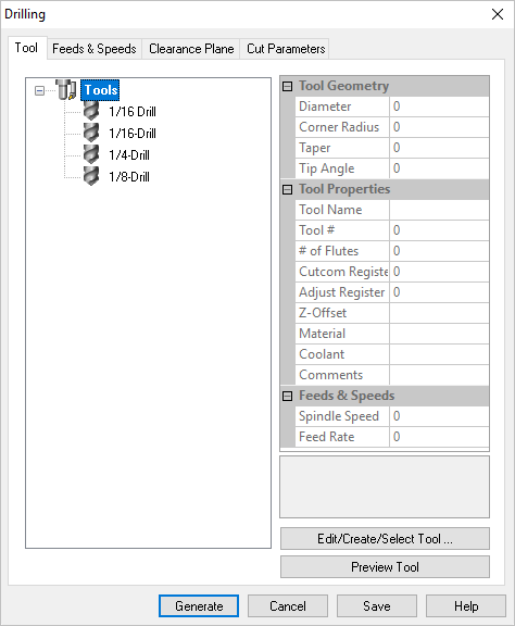Dialog Box: Tool tab, Turn Drilling