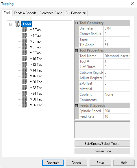 Dialog Box: Tool tab, Turn Tapping