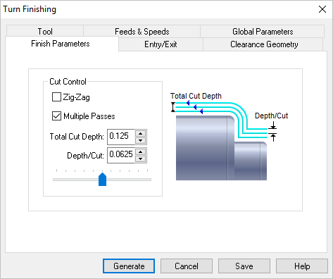 Dialog Box: Global Parameters tab, Turn Finishing