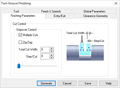 Dialog Box: Turn Groove Finishing