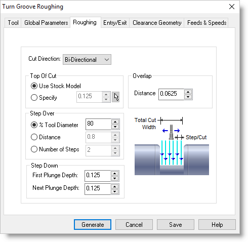 Dialog Box: Turn Groove Roughing