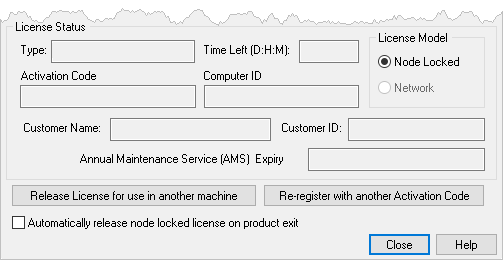 License Dialog (Node Locked License)