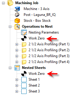 Work Zero displayed in the Machining Browser