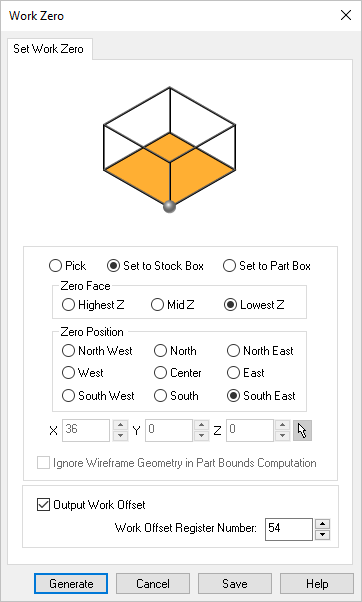 Dialog Box: Work Zero