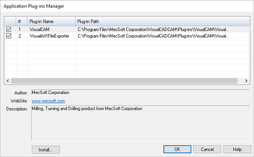 Dialog Box: Application Plug-ins Manager