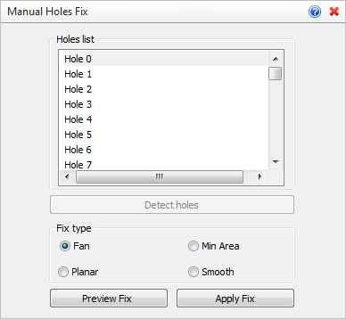 Manual Holes Fix Options