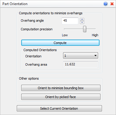 Part Orientation Options