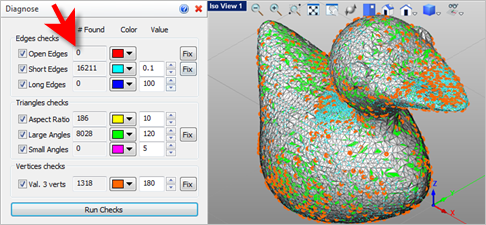 After using Stitch & Repair, Diagnose now reports 0 <zero> gaps and open edges in the mesh!