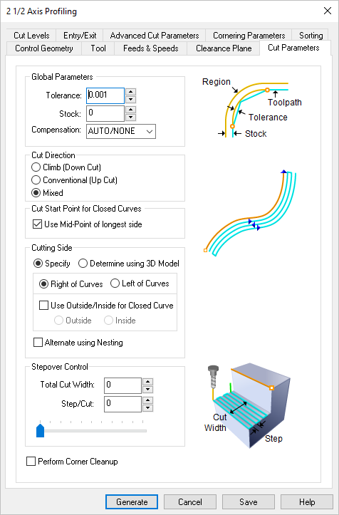 Dialog Box: 2½ Axis Profiling