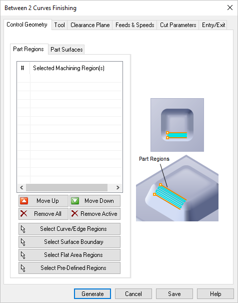 Dialog Box: Control Geometry tab, Between 2 Curves, 3 Axis