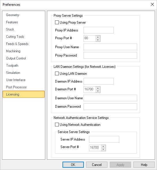 Dialog Box: License Preferences